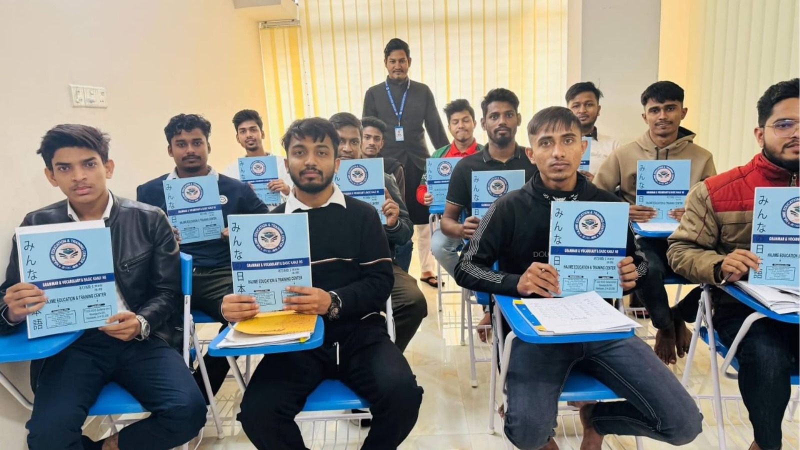 Students with Official Hajime Japanese Books in Class